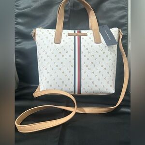 Tommy Hilfiger White and Tan Crossbody Bag